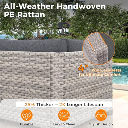 12-Seat Modern Outdoor Wicker Rattan Patio Furniture Set - Image 4