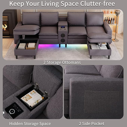 Sectional Couches for Living Room, 4 Seat Sectional Sofa - Image 5