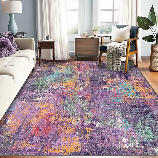 RELEANY Washable Area Rugs 7'x9' Non-Slip Modern Abstract Soft by RELEANY