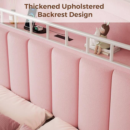 Queen LED Bed Frame with Storage Headboard & 2 Storage Drawers, Princess Velvet - Image 6