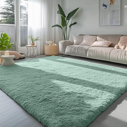 PAGISOFE Sage Green Rugs for Living Room, 5x7 Ft Shaggy Rug Plush Fuzzy Carpet by PAGISOFE