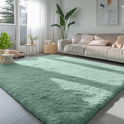 PAGISOFE Sage Green Rugs for Bedroom, 3x5 Ft Shaggy Rug Plush Fuzzy Carpet for - Image 9