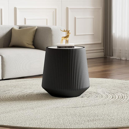 19.68" Round Marble End Table, Modern Cup Shaped Side Table by Henf