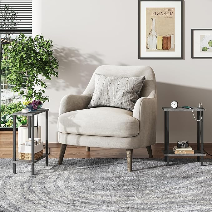 TUTOTAK Small End Table with Charging Station, Narrow Side Table with USB Ports - Image 9