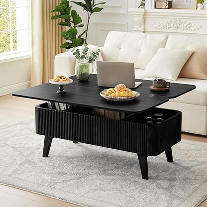 Fluted Lift Top Coffee Table, 3 in 1 Convertible Coffee Tables Converts to by ORRD