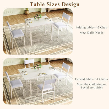 HUAHUU Dining Table Set for 4, Extendable Kitchen Table Cushion Chairs Set of 4 - Image 3
