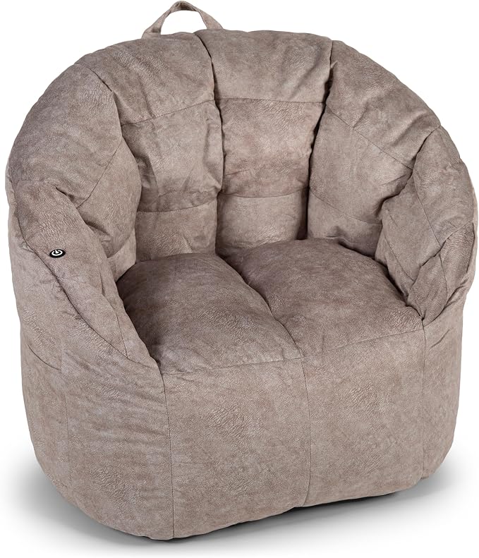 Big Joe Milano w/ Vibe Vibrating Massage Bean Bag Chair, Lunar Gray Hyde - Image 8