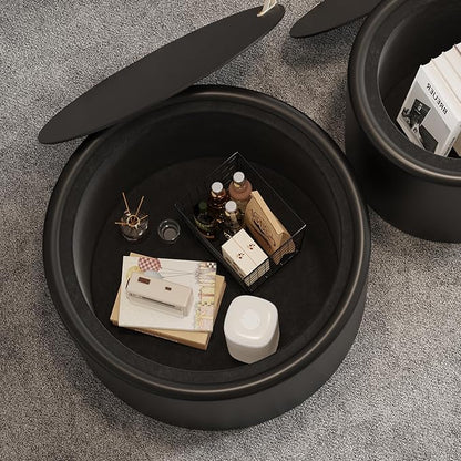 SSLine Set of 2 Black Round Nesting Coffee Tables - Image 4