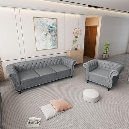 QHITTY 2 Piece Living Room Set, Sectional Chesterfield Sofa Chair Contemporary by QHITTYFurnitureLife