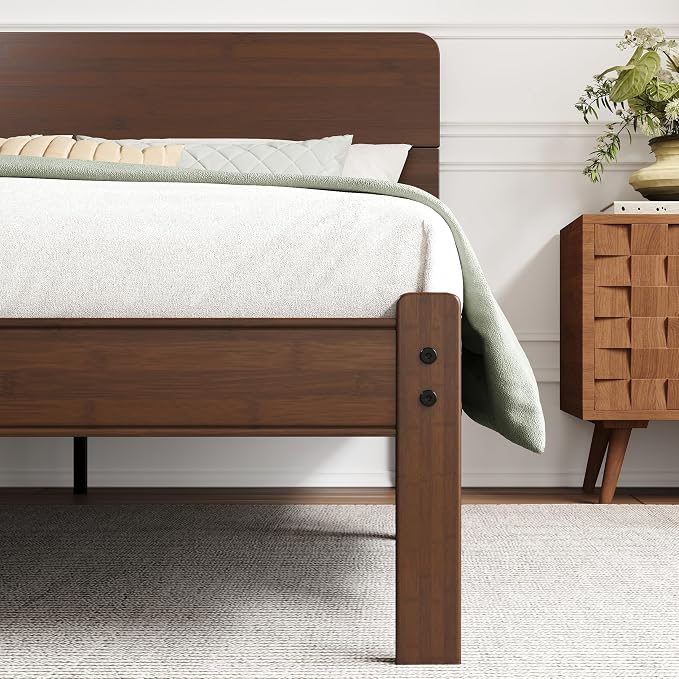 BOSRII 14in High Solid Bamboo Wood Platform Full Size Bed Frame - Image 5