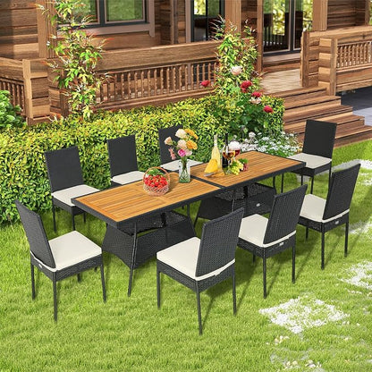 Tangkula 10 Piece Wicker Patio Dining Set, Outdoor Rattan Table & Chairs Set - Image 2