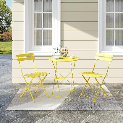 Bistro Table and Chairs Set of 2, 3 Piece Outdoor/Indoor Folding Patio Bistro - Image 8