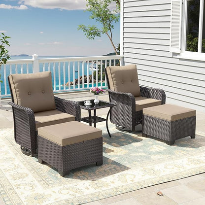 ALAULM 5-Piece Outdoor Swivel Rocking Chair Set - Image 2