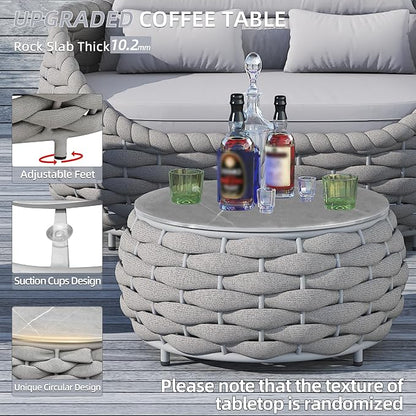 TWT 6-Piece Aluminum Patio Furniture Set, Olefin Rope Modern Outdoor - Image 5