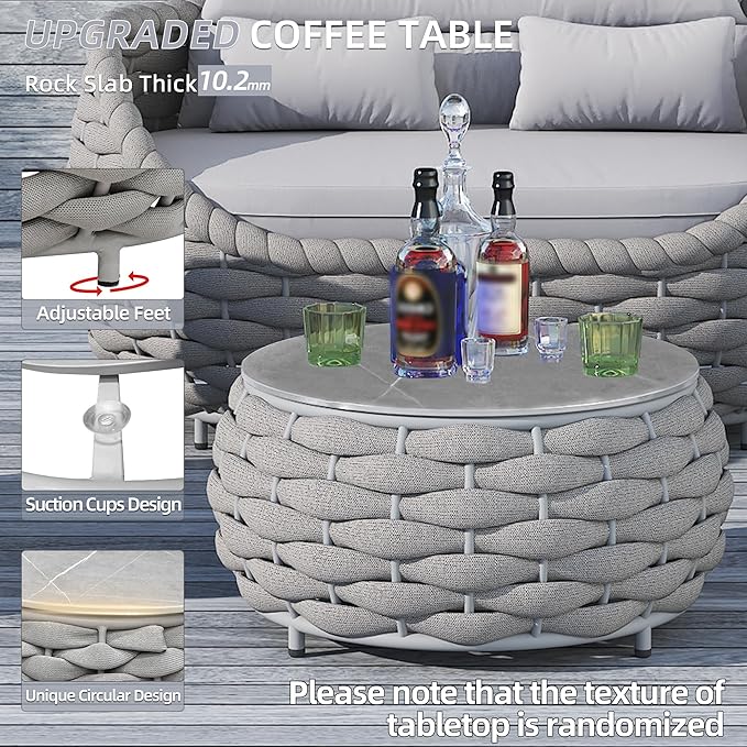 TWT 3 Pieces Aluminum Patio Furniture Set, Hand Woven Textilene Rope Outdoor - Image 7