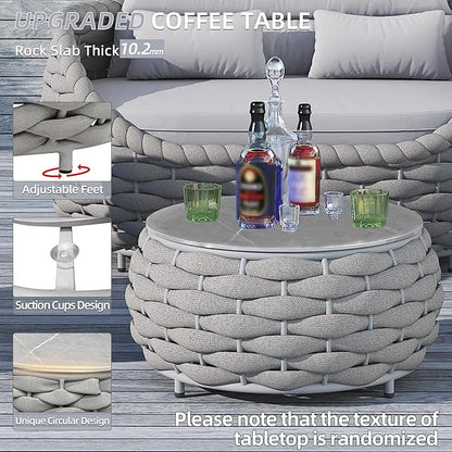 TWT 3 Pieces Aluminum Patio Furniture Set, Hand Woven Textilene Rope Outdoor - Image 7