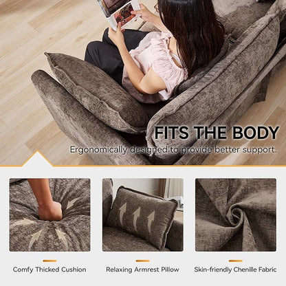 111'' Sectional Cloud Deep Seat Couch, Modern Comfy Chenille L Shaped Sectional - Image 4