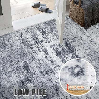 Washable Area Rug 3x10 Entryway Rug: Washable Modern Abstract Soft Thin Rug - Image 7