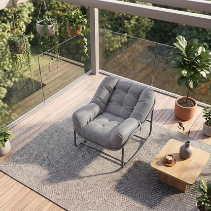 GarveeLife Outdoor Lazy Rocking Chair, Single Metal Rocker - Image 7