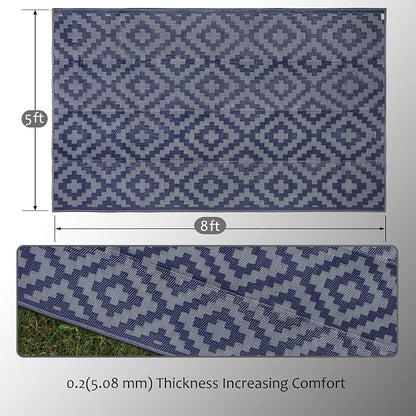 SAND MINE Reversible Mats, Plastic Straw Rug, Modern Area Rug, Large Floor Mat - Image 2