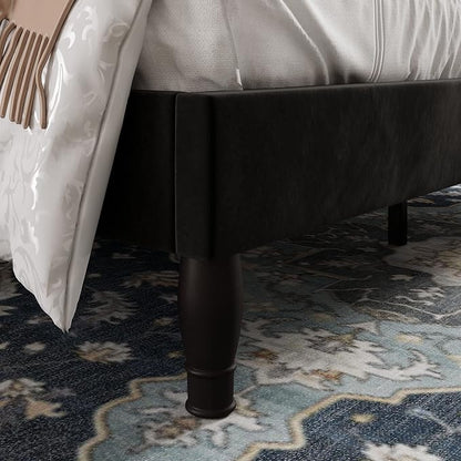 Allewie King Bed Frame with Adjustable Velvet Tiara Headboard, Upholstered - Image 8