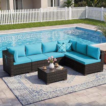 CHABATREE 7pcs Outdoor Patio Furniture Sets, Rattan Conversation Sectional Set by Unknown