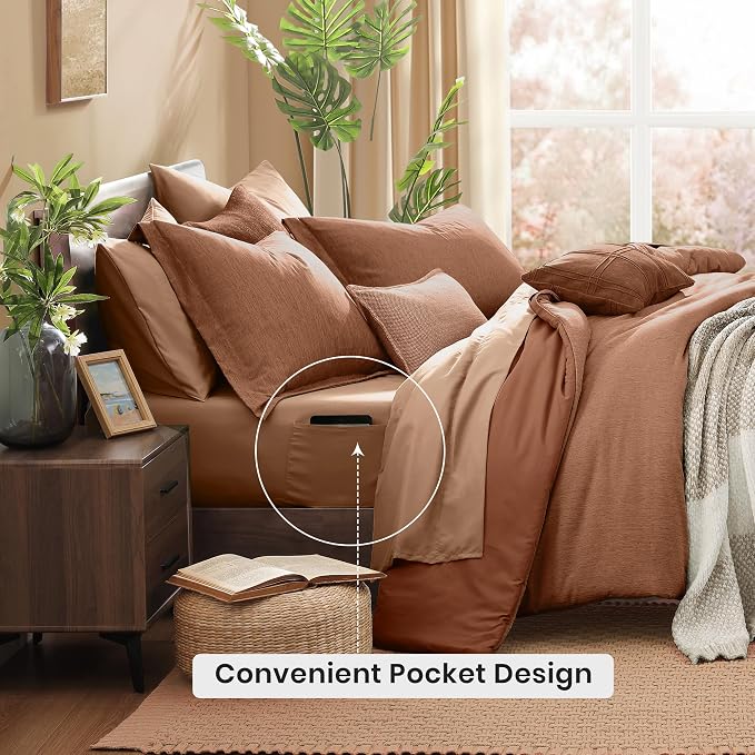 Monbix Super King Comforter Set, Autumn Leaf Cationic Dyeing Bedding Set - Image 4