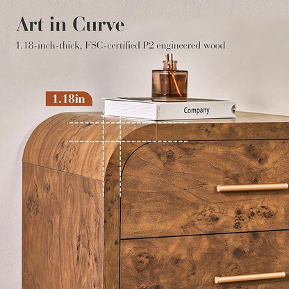 Curved 5-Drawer Dresser for Bedroom, 45.59" Tall Modern Chest of Drawers - Image 6