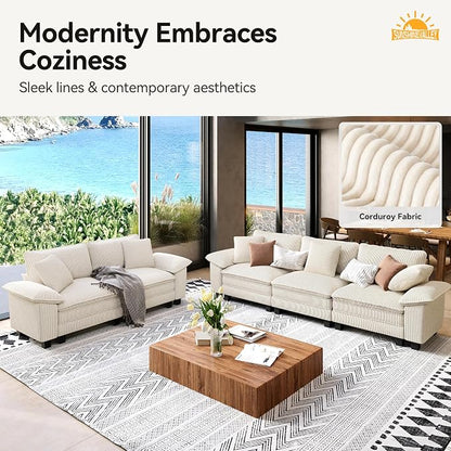 SUNSHINE VALLEY 3 Piece Living Room Sofa Furniture Set, Oversized Corduroy 2 - Image 8