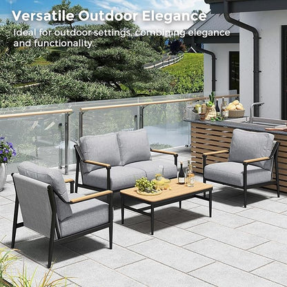 Jocoevol 4 Pieces Outdoor Sofa Conversation Set, 4 Seats Couch Set - Image 8