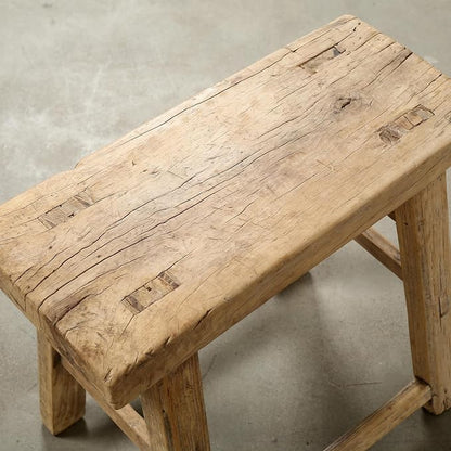 Artissance Rustic Wooden Stool – Handmade Reclaimed Wood Stool, Vintage - Image 4