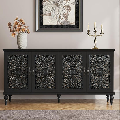 ARTPOWER 61.8" Hollow Carved Wood Accent Cabinet by PowerofArtBetterforLife