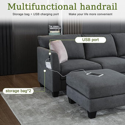 122.8" Large Sectional Couches for Living Room, 6 Seater L Shaped Modular - Image 6