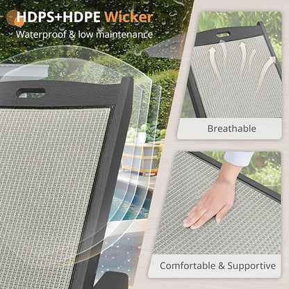 LUE BONA Chaise Lounge Chair Outdoor Set of 2, HDPS and HDPE Wicker Material - Image 4
