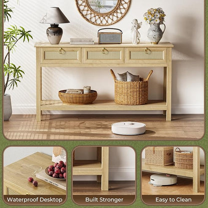 SUPERJARE Rattan Console Sofa Table - Image 7