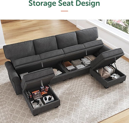 HONBAY Sectional Sofa with Storage Seat U Shaped Couch with Reversible Chaise - Image 3