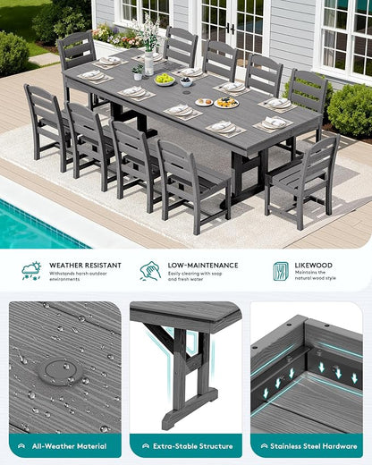 SERWALL Outdoor Dining Table, All Weather HDPE Outdoor Furniture - Image 3
