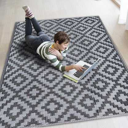 SAND MINE Waterproof Outdoor Rug 4x6 ft, Reversible Mats, Modern Area Rug by SANDMIND