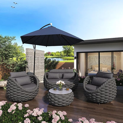 TWT Outdoor Patio Furniture Set-6 Pieces Aluminum Sectional Sofa, Metal Patio - Image 9