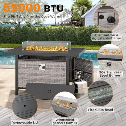 12-Seat Modern Outdoor Wicker Rattan Patio Furniture Set - Image 7
