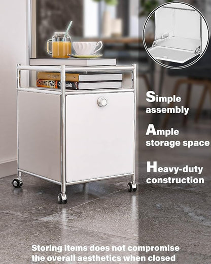 Matte Storage Cart with Flap Door, Large Capacity Storage Cart with Detachable - Image 4