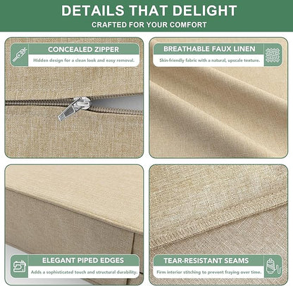 Summsun Outdoor Chair Cushions 24 x 24 Inch, Faux Linen Patio Furniture Cushions - Image 5