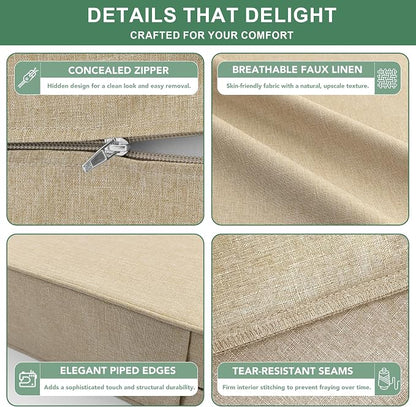 Summsun Outdoor Chair Cushions Set of 4, Faux Linen Patio Furniture Cushions - Image 5
