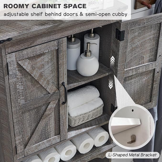ACCOHOHO Over The Toilet Storage Cabinet, Farmhouse Bathroom Cabinet - Image 5
