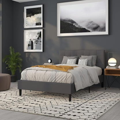 Flash Furniture Bedford Tufted Upholstered Full Size Headboard in Dark Gray - Image 4