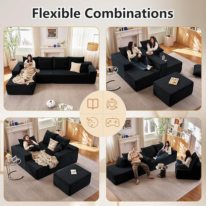 135” Cloud Sectional Couch, Boneless Sofa - Image 3