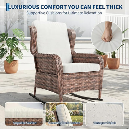 Patio Rocking Chair for Outdoor, Rattan Wicker Chair - Image 4