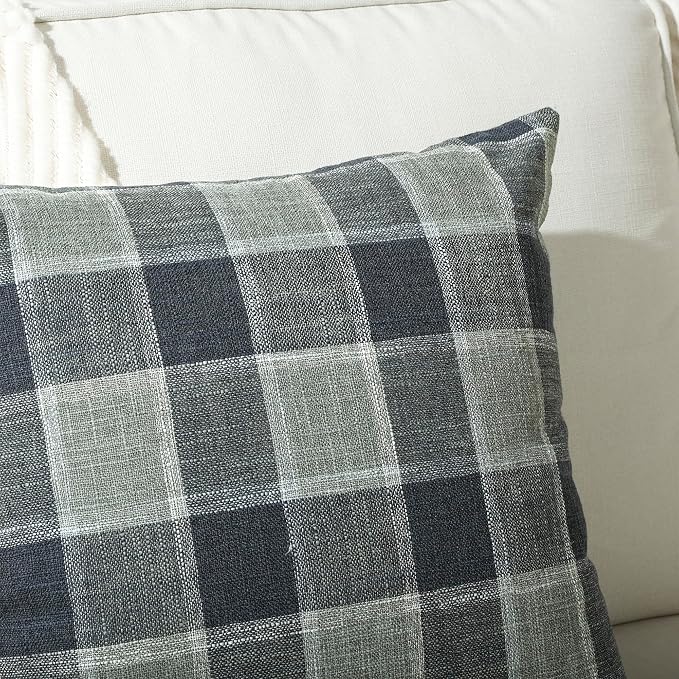 Stellhome Pack of 2 Faux Linen Buffalo Check Throw Pillow Covers, Farmhouse - Image 4