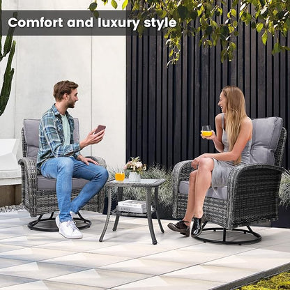wildformers Luxury Outdoor Swivel Wicker Glider Patio Chairs - Image 3
