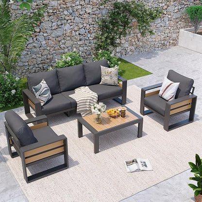 Aoxun Aluminum Patio Furniture Set, 5 Seats Sectional Metal Patio Furniture by Aoxun